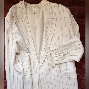 H&M Cream Pinstripe Blazer